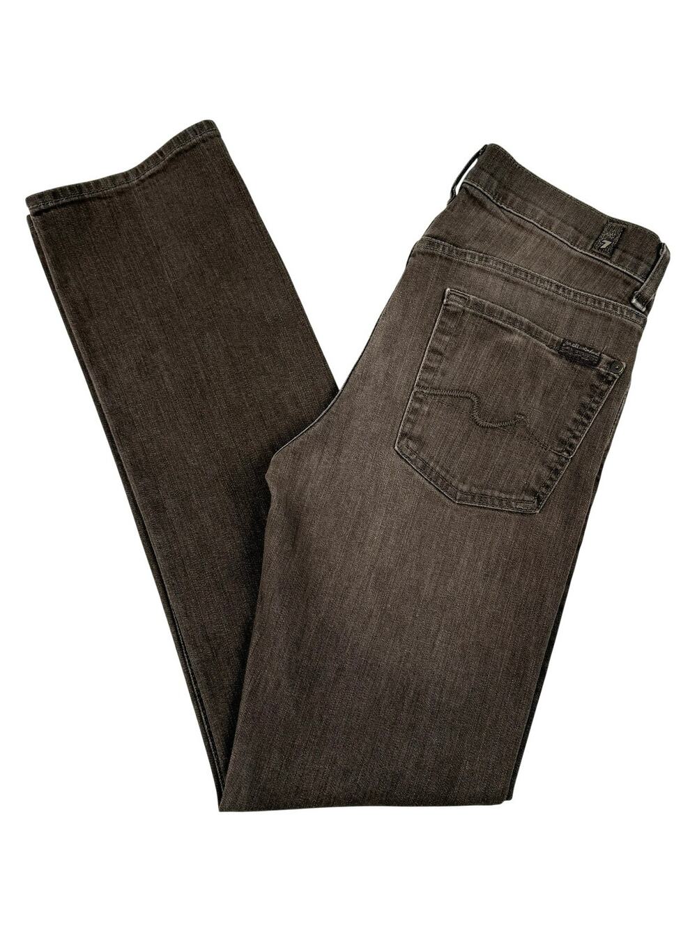 7 For All Mankind Slimmy Brown Straight Leg Denim Mid-Rise Jeans Women's 30